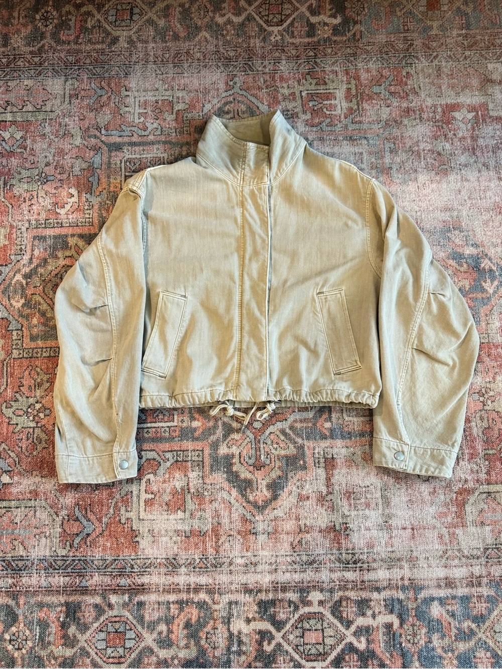 Madewell Denim Field Crop Funnel Neck Jacket in Khaki - S - Sold Out Online! - Picture 3 of 11